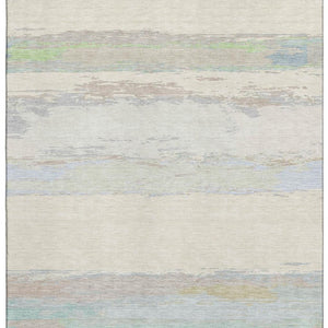 HomeRoots 5' X 8' Stylish Ivory, Mint Green & Teal Abstract Washable Area Rug with UV Protection & Durability 692717