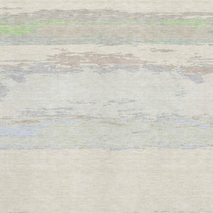 HomeRoots 9' X 12' Abstract Ivory, Mint Green & Teal Washable Area Rug with UV Protection for Modern Spaces 692720