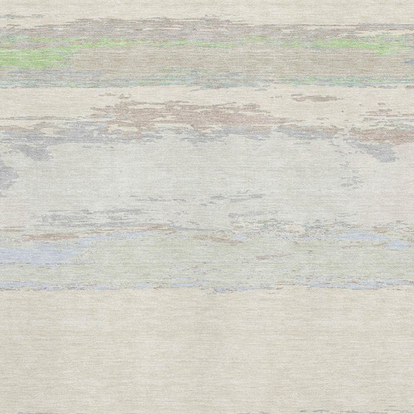 HomeRoots 9' X 12' Abstract Ivory, Mint Green & Teal Washable Area Rug with UV Protection for Modern Spaces 692720