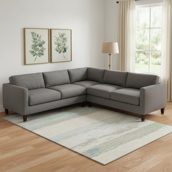 HomeRoots 10' X 14' Washable Area Rug in Ivory, Mint Green & Teal - UV Protected, Soft, Durable & Stylish 692721