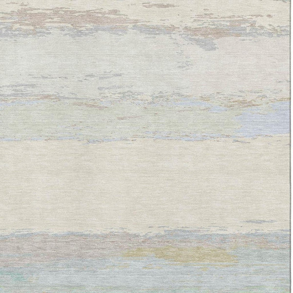 HomeRoots 10' X 14' Washable Area Rug in Ivory, Mint Green & Teal - UV Protected, Soft, Durable & Stylish 692721