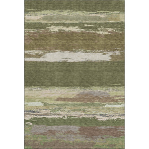 HomeRoots 5' X 8' Olive Green Abstract Area Rug - Durable, Stain Resistant, UV Protected & Non-Slip Backing! 692723