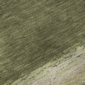 HomeRoots 8' Olive Green Abstract Area Rug - Washable, UV Protected, Stain-Resistant, Modern Design for Homes 692725