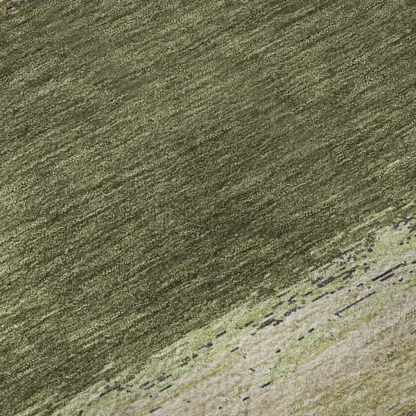 HomeRoots 8' Olive Green Abstract Area Rug - Washable, UV Protected, Stain-Resistant, Modern Design for Homes 692725