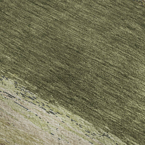 HomeRoots 8' Olive Green Abstract Area Rug - Washable, UV Protected, Stain-Resistant, Modern Design for Homes 692725