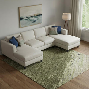HomeRoots 10' X 14' Olive Green Abstract Area Rug – Stylish, Washable, UV-Protected, Family-Friendly Design! 692727