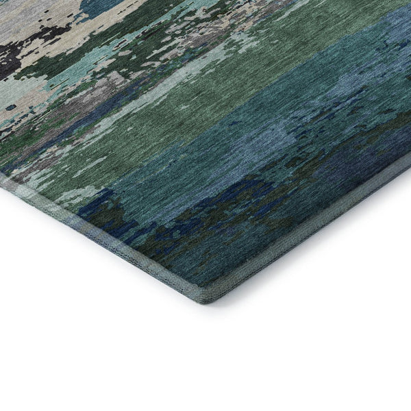 HomeRoots 10' X 14' Teal Green & Ivory Abstract Area Rug - Washable, UV-Protected, Perfect for Busy Homes! 692733