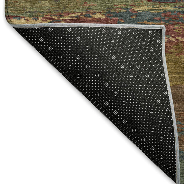 HomeRoots 5' X 8' Modern Terra Cotta, Teal & Green Abstract Area Rug - Washable, UV Protected & Stain Resistant 692735