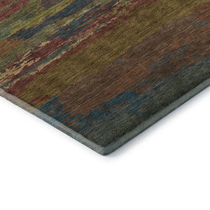 HomeRoots 5' X 8' Modern Terra Cotta, Teal & Green Abstract Area Rug - Washable, UV Protected & Stain Resistant 692735
