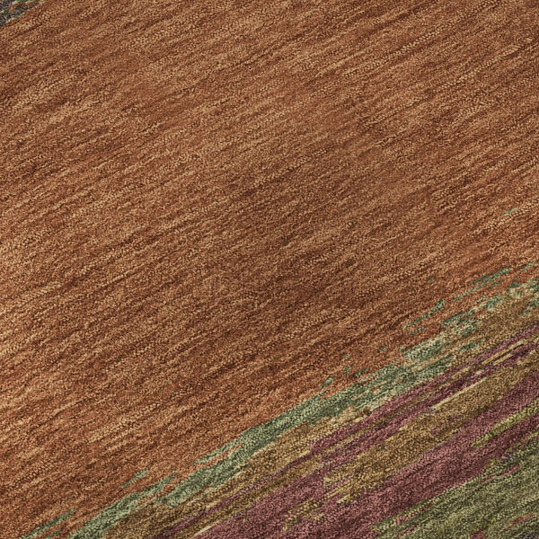 HomeRoots 5' X 8' Modern Terra Cotta, Teal & Green Abstract Area Rug - Washable, UV Protected & Stain Resistant 692735