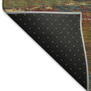 HomeRoots 8' Abstract Washable Area Rug in Terra Cotta, Teal & Green - UV Protected for High-Traffic Homes! 692737