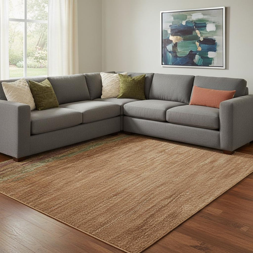 HomeRoots 8' Abstract Washable Area Rug in Terra Cotta, Teal & Green - UV Protected for High-Traffic Homes! 692737