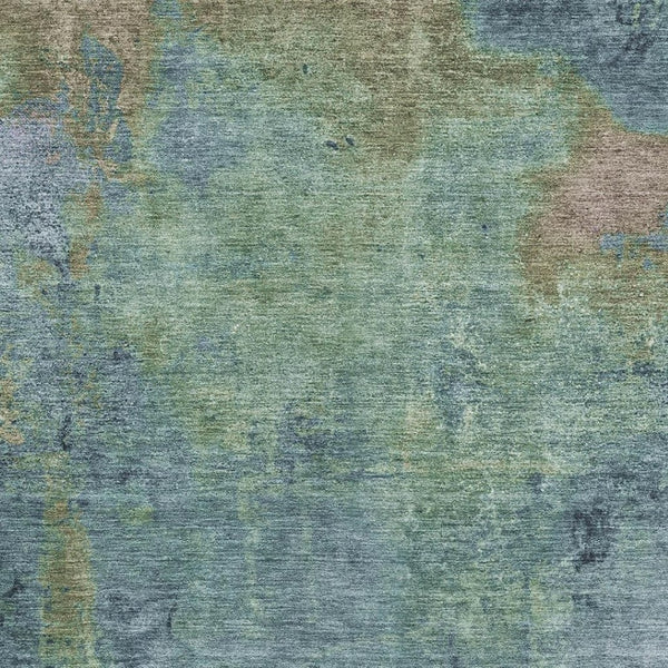 HomeRoots 8' Modern Abstract Blue Green Beige Washable Area Rug with UV Protection for Stylish Living Spaces 692743