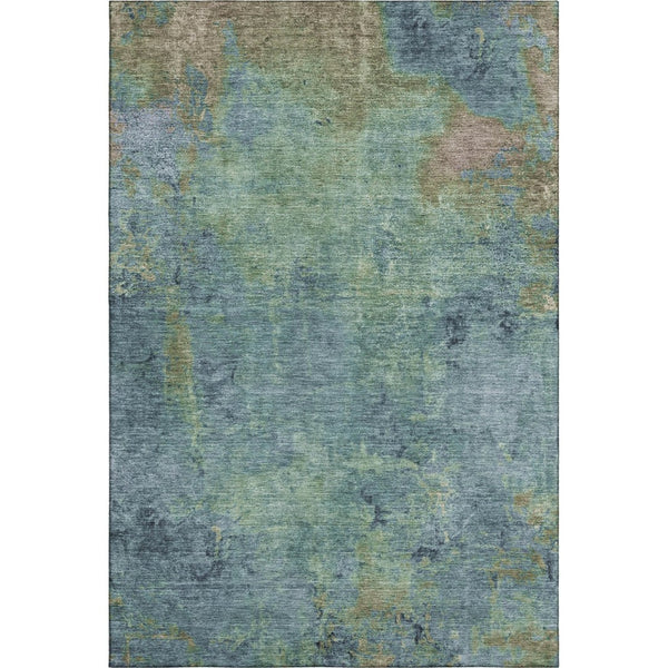HomeRoots 10' x 14' Washable Abstract Area Rug in Blue, Green, Beige - Durable, UV-Protected for Busy Homes 692745