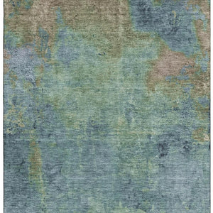 HomeRoots 10' x 14' Washable Abstract Area Rug in Blue, Green, Beige - Durable, UV-Protected for Busy Homes 692745