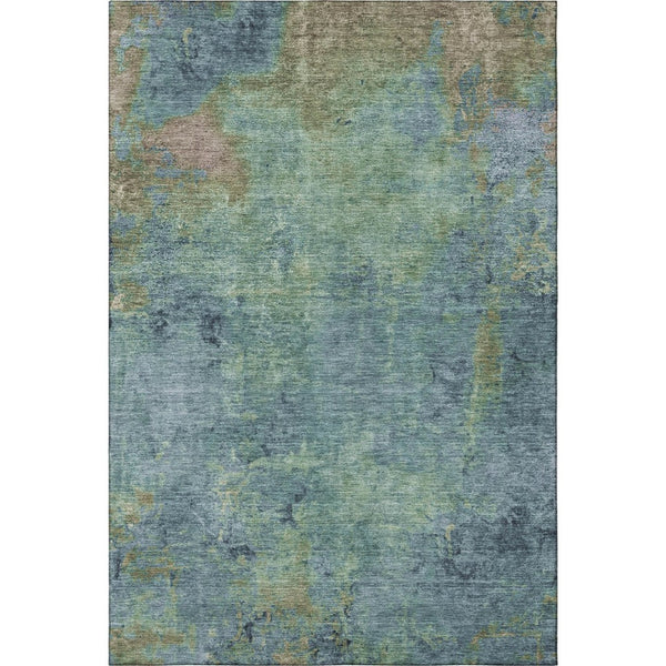 HomeRoots 10' x 14' Washable Abstract Area Rug in Blue, Green, Beige - Durable, UV-Protected for Busy Homes 692745