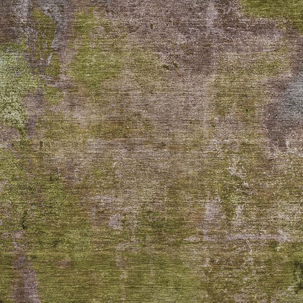 HomeRoots 5' Washable Abstract Area Rug in Green, Brown & Beige - UV Protection & Stain Resistant Design! 692747