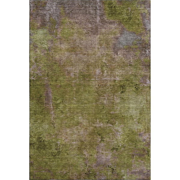 HomeRoots 8' Stylish Green, Brown & Beige Abstract Washable Area Rug - UV Protected, Stain Resistant Comfort 692749