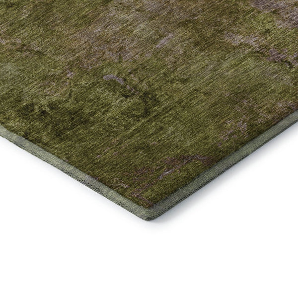 HomeRoots 8' Stylish Green, Brown & Beige Abstract Washable Area Rug - UV Protected, Stain Resistant Comfort 692749