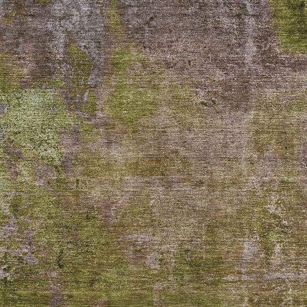 HomeRoots 8' Stylish Green, Brown & Beige Abstract Washable Area Rug - UV Protected, Stain Resistant Comfort 692749