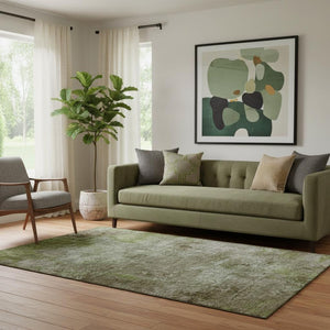 HomeRoots 5' X 8' Coffee Green and Taupe Abstract Area Rug - Washable, UV Protected, Stylish & Durable Design 692753