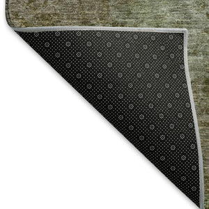 HomeRoots 5' X 8' Coffee Green and Taupe Abstract Area Rug - Washable, UV Protected, Stylish & Durable Design 692753