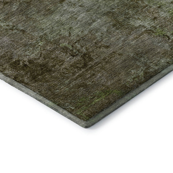 HomeRoots 5' X 8' Coffee Green and Taupe Abstract Area Rug - Washable, UV Protected, Stylish & Durable Design 692753