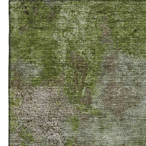 HomeRoots 5' X 8' Coffee Green and Taupe Abstract Area Rug - Washable, UV Protected, Stylish & Durable Design 692753