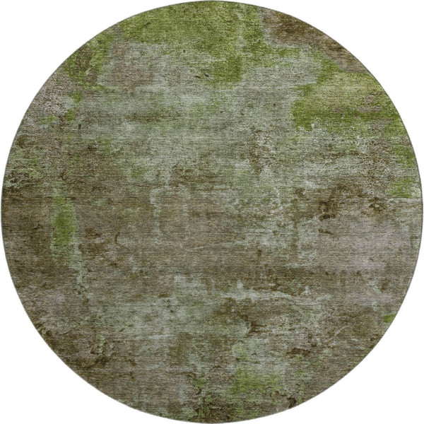 HomeRoots 8' X 8' Coffee Green & Taupe Abstract Washable Round Rug - Stylish, Durable, UV Protected for All Spaces 692754