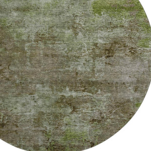HomeRoots 8' X 8' Coffee Green & Taupe Abstract Washable Round Rug - Stylish, Durable, UV Protected for All Spaces 692754