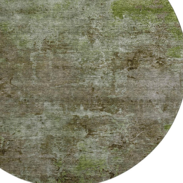 HomeRoots 8' X 8' Coffee Green & Taupe Abstract Washable Round Rug - Stylish, Durable, UV Protected for All Spaces 692754