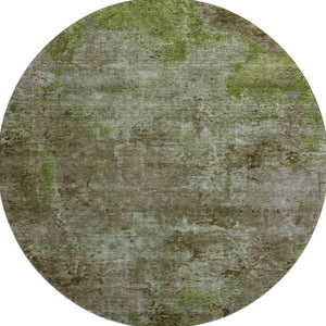 HomeRoots 8' X 8' Coffee Green & Taupe Abstract Washable Round Rug - Stylish, Durable, UV Protected for All Spaces 692754
