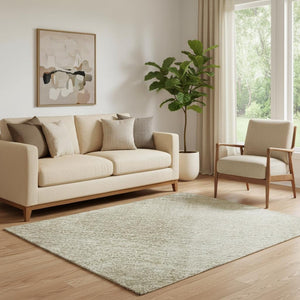 HomeRoots 5' X 8' Taupe & Ivory Geometric Area Rug – Washable, UV-Protected, Durable for Homes with Kids & Pets 692759