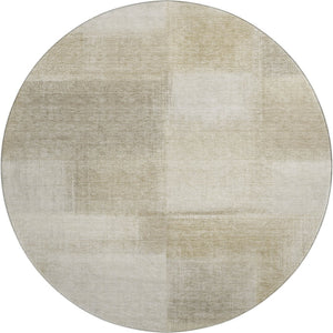 HomeRoots 8' X 8' Modern Taupe & Ivory Geometric Round Rug - Washable, UV Protected, Durable for Active Homes 692760