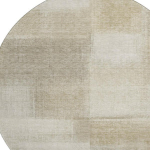 HomeRoots 8' X 8' Modern Taupe & Ivory Geometric Round Rug - Washable, UV Protected, Durable for Active Homes 692760