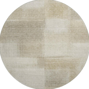 HomeRoots 8' X 8' Modern Taupe & Ivory Geometric Round Rug - Washable, UV Protected, Durable for Active Homes 692760