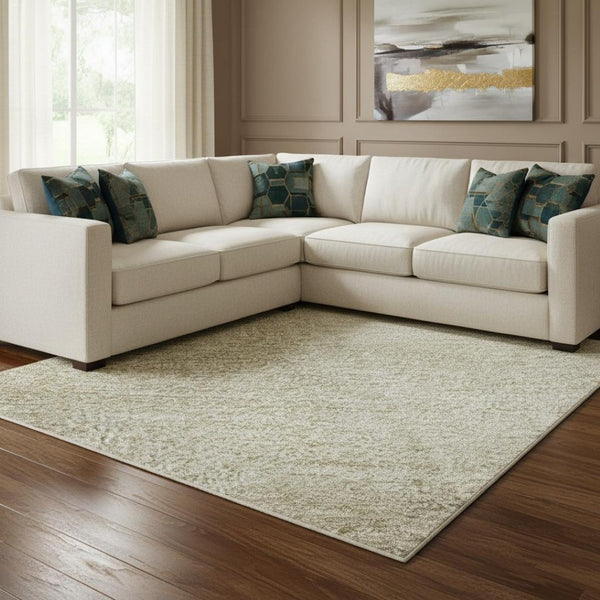 HomeRoots 8' Taupe and Ivory Geometric Area Rug – Durable, UV-Protected, Stain-Resistant, Easy to Clean Design 692761