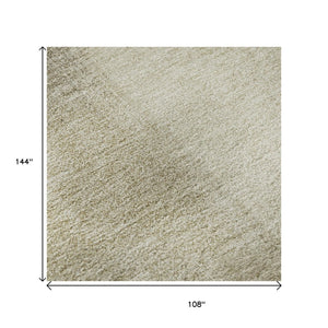 HomeRoots 9' X 12' Stylish Taupe & Ivory Geometric Area Rug - Washable, UV-Protected, and Family-Friendly Design 692762