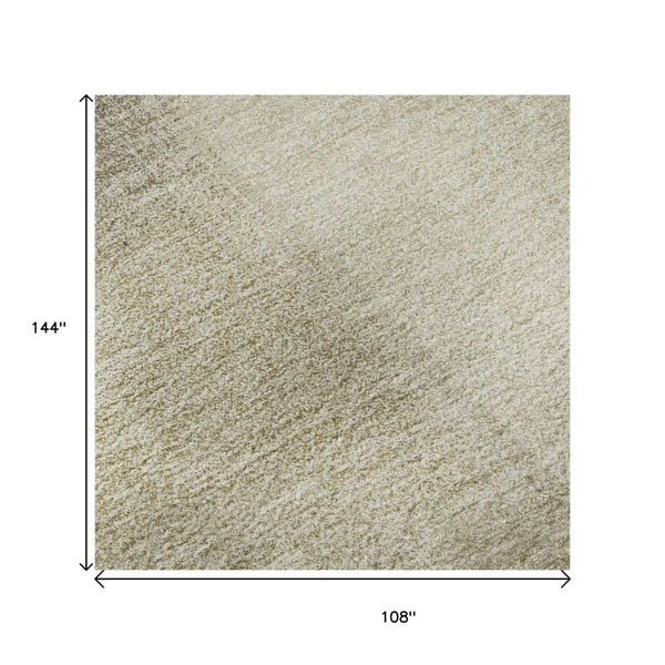 HomeRoots 9' X 12' Stylish Taupe & Ivory Geometric Area Rug - Washable, UV-Protected, and Family-Friendly Design 692762