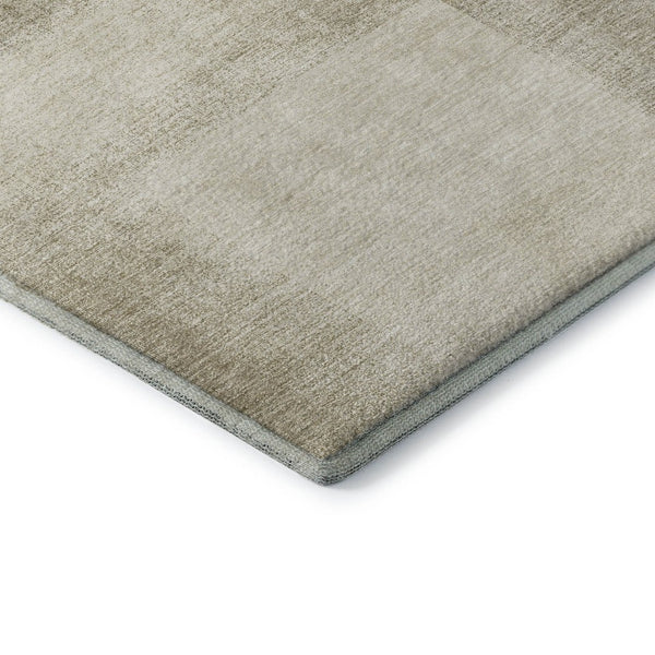 HomeRoots 10' X 14' Taupe & Ivory Geometric Area Rug - Durable, Washable, UV Protected for Family Spaces 692763