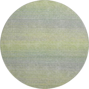 HomeRoots 8' X 8' Artichoke Green & Gray Striped Washable Round Rug – Durable, Stain Resistant & UV Protected! 692766