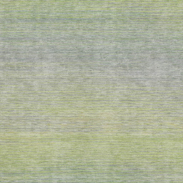 HomeRoots 9' X 12' Artichoke Green & Gray Striped Washable Area Rug – Durable, UV-Protected & Easy Care! 692768