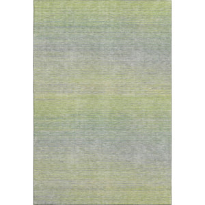 HomeRoots 10' X 14' Artichoke Green and Gray Striped Area Rug - Washable, UV-Protected, Durable Design! 692769
