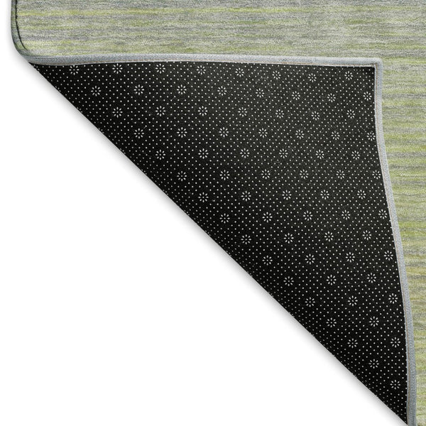 HomeRoots 10' X 14' Artichoke Green and Gray Striped Area Rug - Washable, UV-Protected, Durable Design! 692769