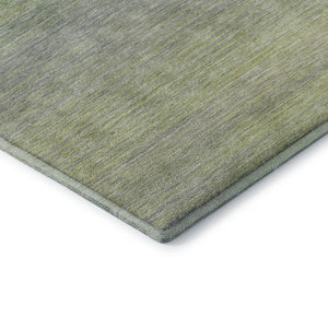 HomeRoots 10' X 14' Artichoke Green and Gray Striped Area Rug - Washable, UV-Protected, Durable Design! 692769