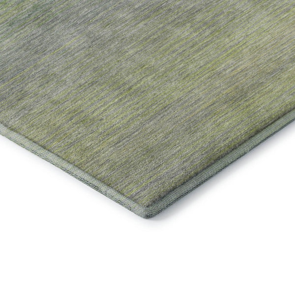 HomeRoots 10' X 14' Artichoke Green and Gray Striped Area Rug - Washable, UV-Protected, Durable Design! 692769
