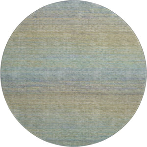HomeRoots 8' Round Washable Rug in Blue, Beige & Taupe Stripes - UV Protected, Stain Resistant, Ideal for Homes 692772