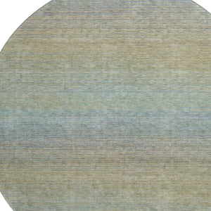 HomeRoots 8' Round Washable Rug in Blue, Beige & Taupe Stripes - UV Protected, Stain Resistant, Ideal for Homes 692772