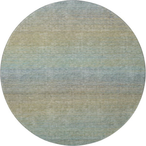 HomeRoots 8' Round Washable Rug in Blue, Beige & Taupe Stripes - UV Protected, Stain Resistant, Ideal for Homes 692772