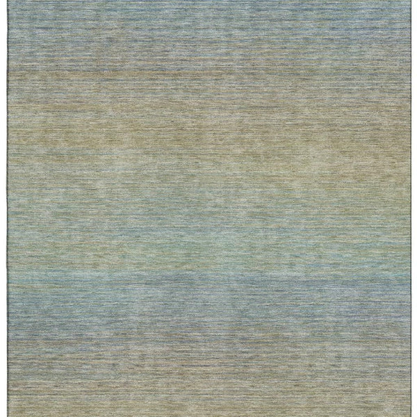 HomeRoots 9' X 12' Striped Area Rug in Blue, Beige & Taupe - Washable, UV-Protected, Durable for High-Traffic Areas 692774